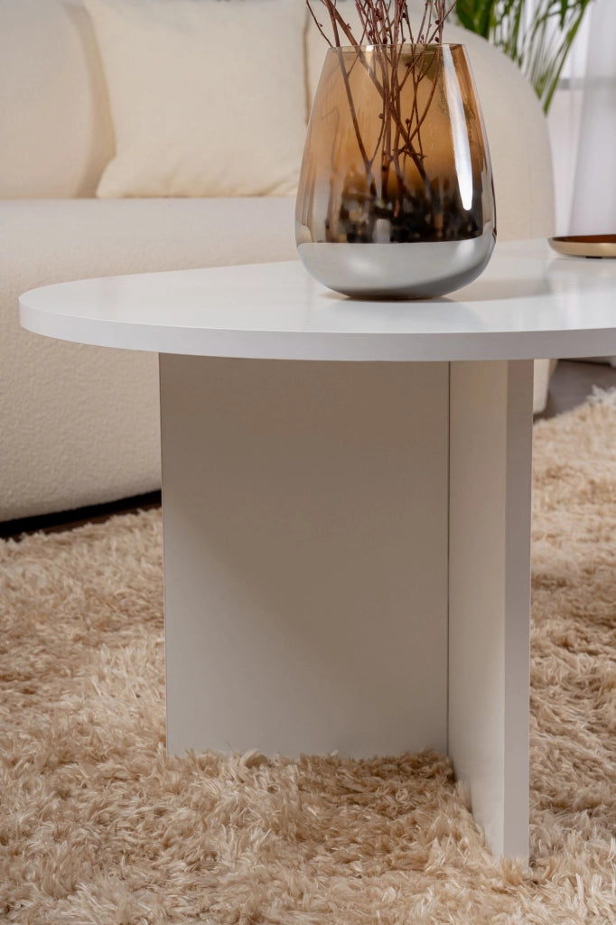 Tavolino da caffè in legno "Sabbia" - 60 x 119 x 40 cm - Bianco