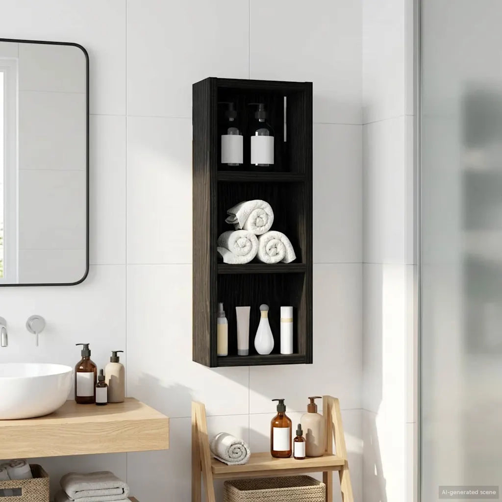 Armadio da bagno a muro Rovere Nero 20 x 10 x 50 cm