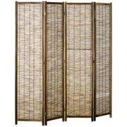 Biombo Pieghevole 4 Pannelli ¨C zephmum ¨C Legno e Bamb¨´ Naturale 160x1.8x170 cm