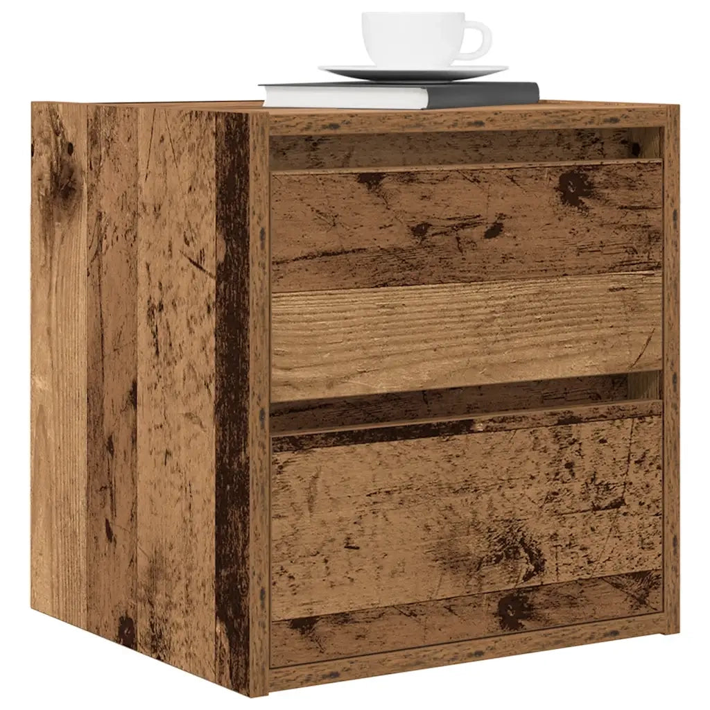 Comodini a Muro 2 pz Legno Antico 38x34x40 cm