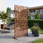 Pannello Divisorio Bernalda Struttura Traforata in Acciaio Corten 180 x 90 cm Marrone Ossidato casa.pro