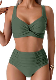 Costumi da bagno per donne - Disegno a due pezzi - Spalle regolabili - Alta vita - Tessuto confortevole - Design unico - Bikini