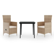Set da Pranzo da Giardino 3 pz | Set Salotto da Giardino con Cuscini Beige