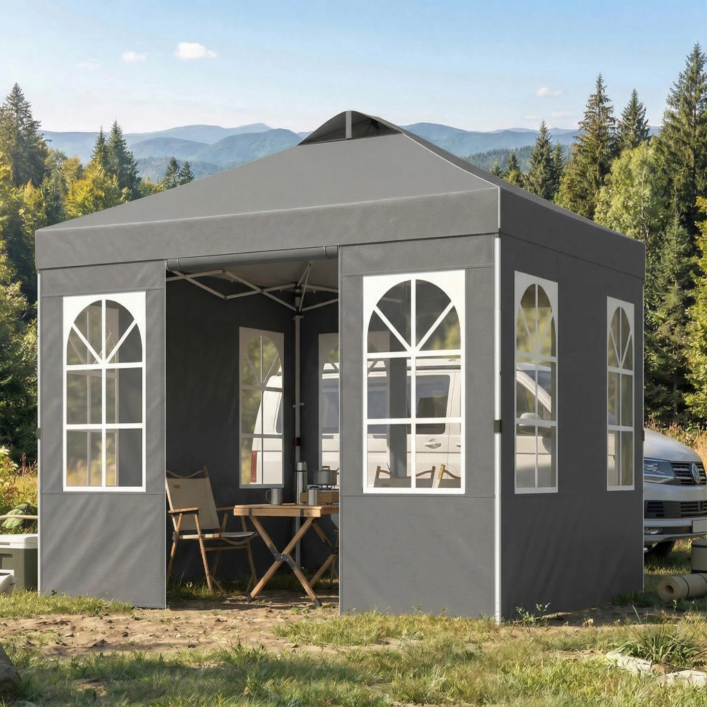 Tenda da giardino pieghevole 3x3 m con UPF50+ ¨C zephmum ¨C grigio scuro