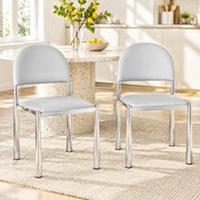 Sedia da pranzo in PU grigio chiaro con schienale semicircolare HOMVRA