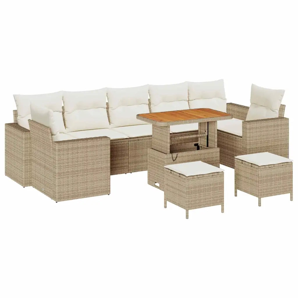 Set Divano da Giardino 13 pcs Nero e Crema polyrattan