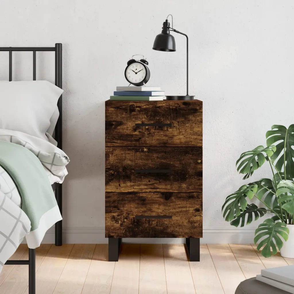 Comodino Rovere Fumo 40x40x66 cm in Legno Multistratocod mxl 81304