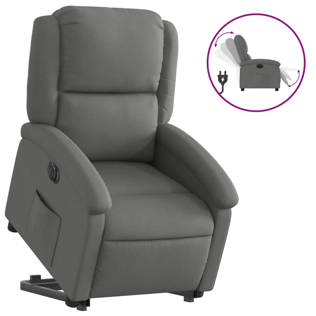 Poltrona Alzapersona Reclinabile Elettrica Grigio Scuro Tessuto 3204189