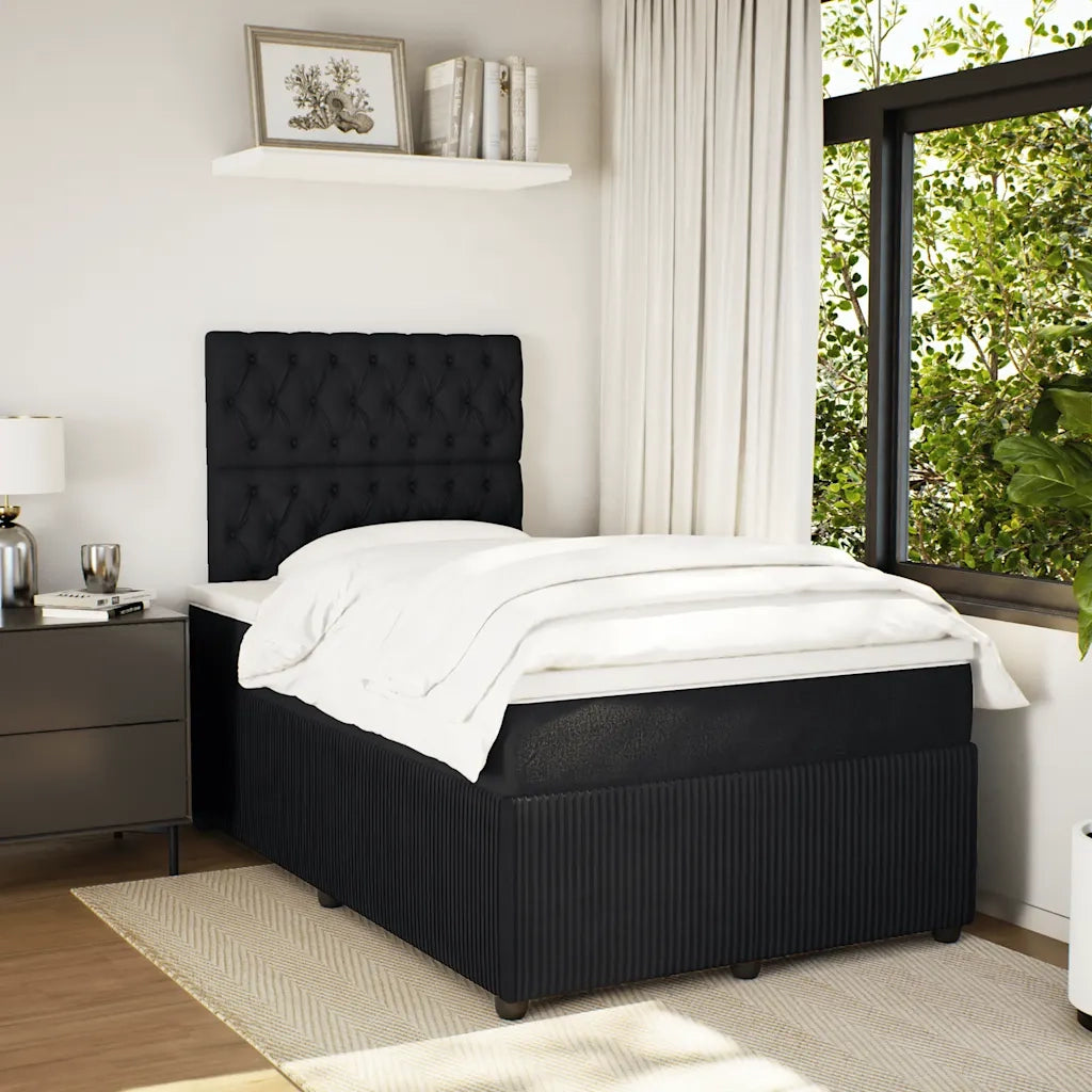 Giroletto a Molle con Materasso Nero 120x190 cm in Velluto