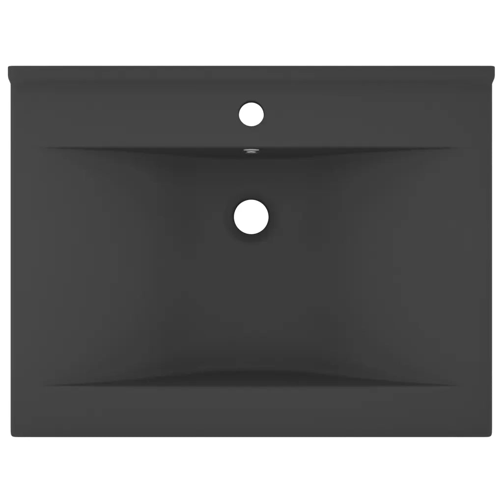 Lavabo-Lavandino con Foro Rubinetto Grigio Scuro Opaco 60x46 cm Ceramica
