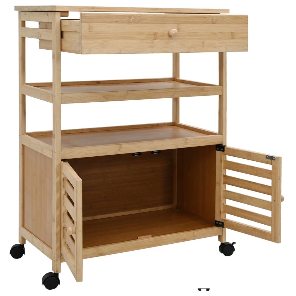 Carrello da Cucina con Ruote Naturale 59,5 x 36 x 82 cm Bambù