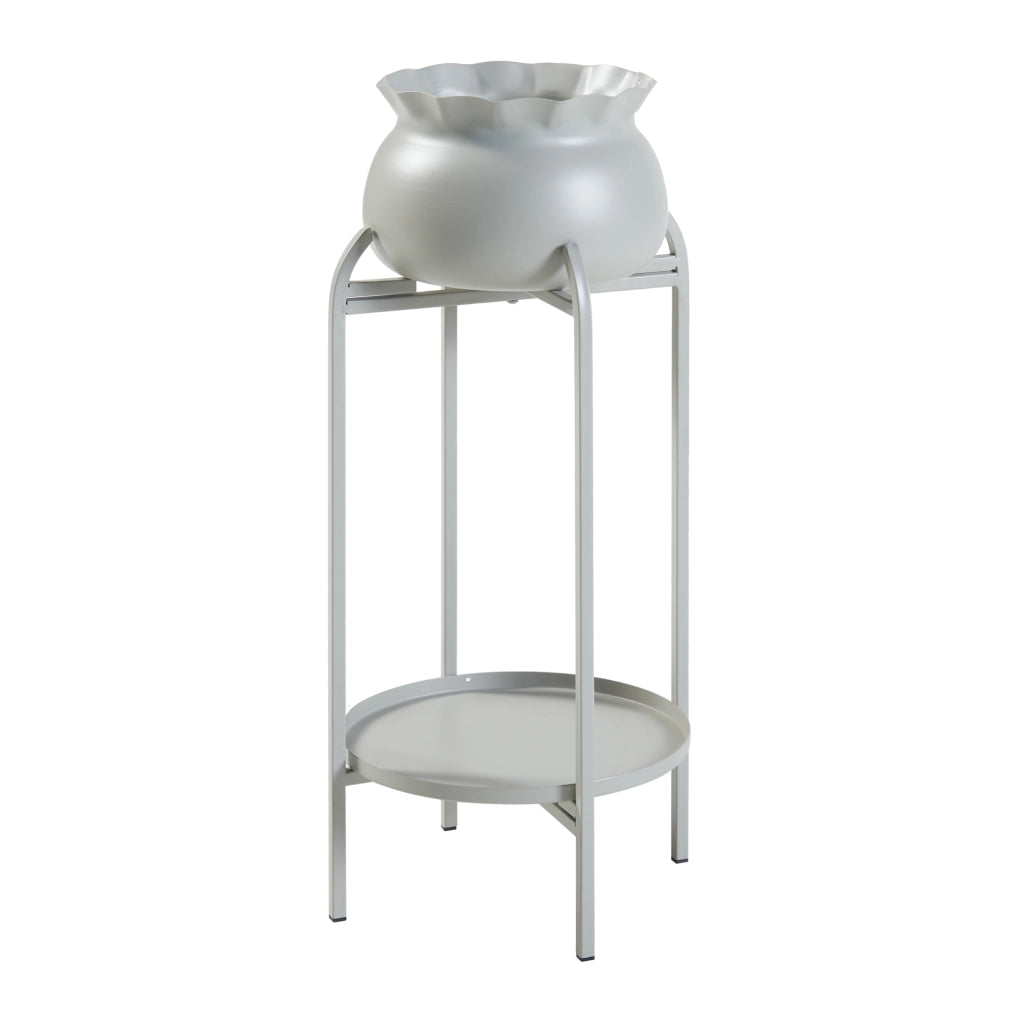 Stand Portapiante Altena 80,5 x 40 x 40 cm Metallo Grigio Chiaro [en.casa]