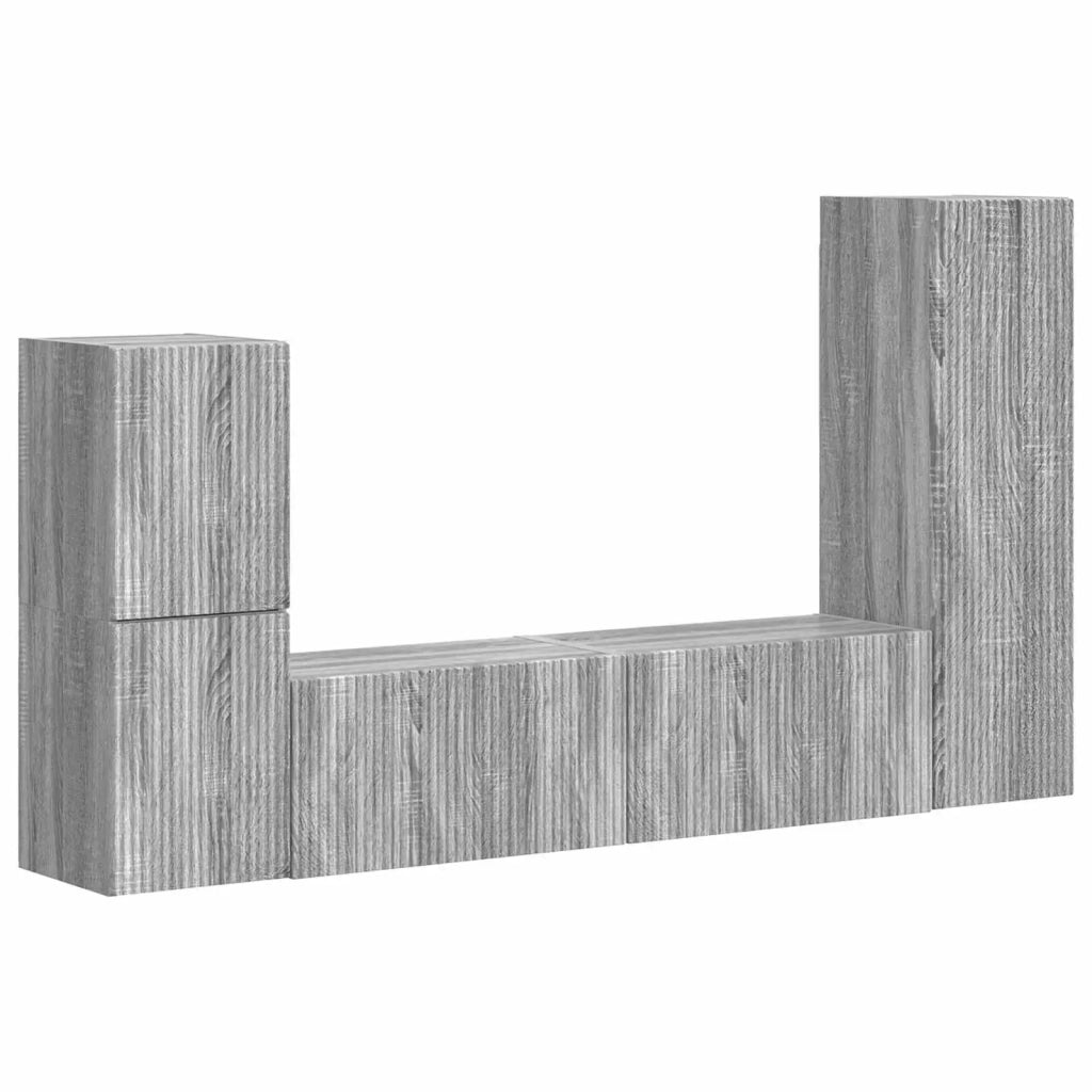 Set mobile TV 4 pcs Grigio Sonoma Legno multistrato