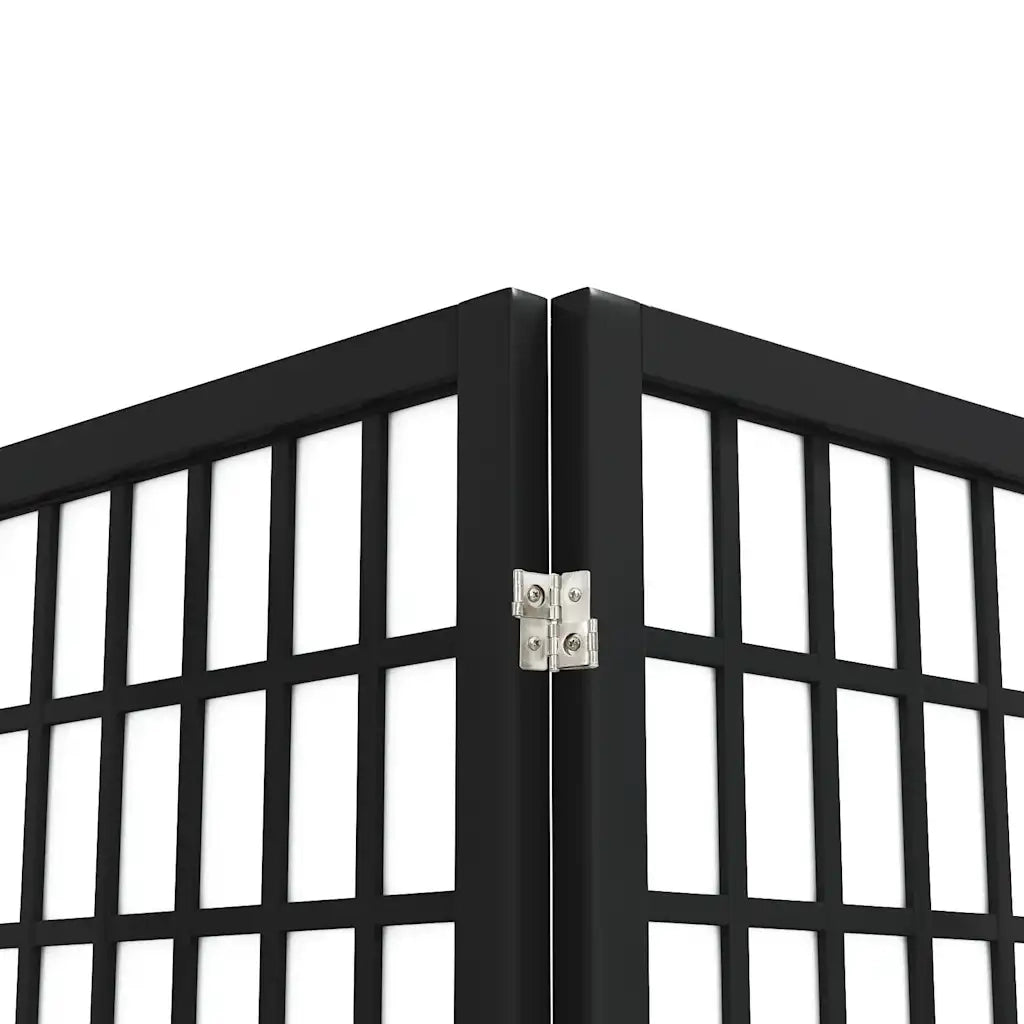 Divisorio Ambienti | Divider per stanze | Paravento Pieghevole 4 Pannelli Stile Giapponese 160x170cm Nero