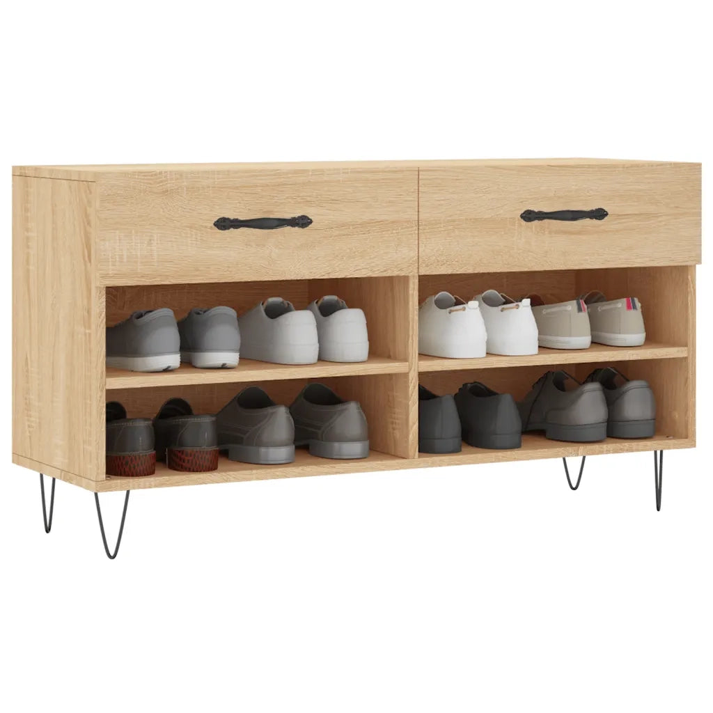 Panca Porta Scarpe-Sgabello-Panca Scarpiera Rovere Sonoma 102x35x55 cm Legno Multistrato 156588