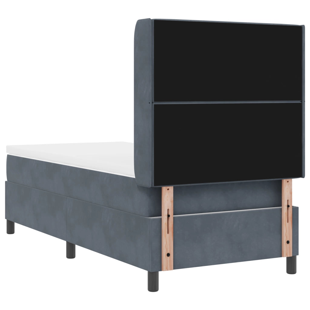Letto con Box Spring e Materasso Grigio Scuro 90x190 cm Velluto