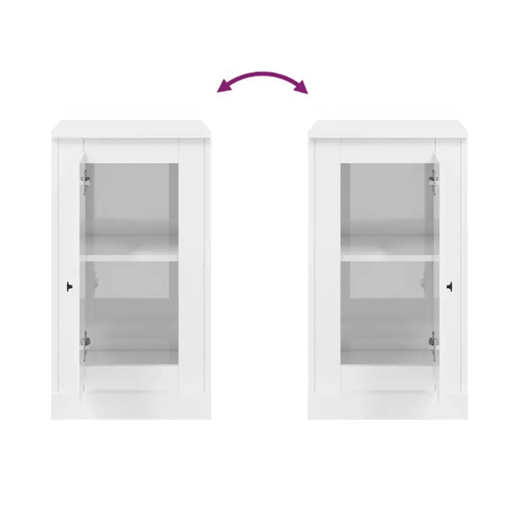 Credenze 2 pz Bianco Lucido 37,5x35,5x67,5 cm Legno Multistrato 816205