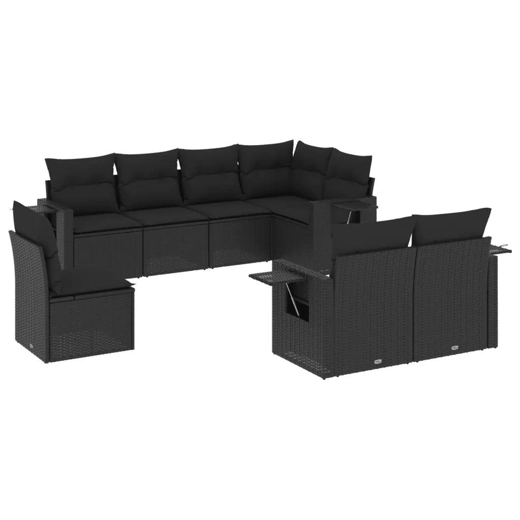 Set Divani da Giardino con Cuscini 8 pz Nero in Polyrattan 3252772