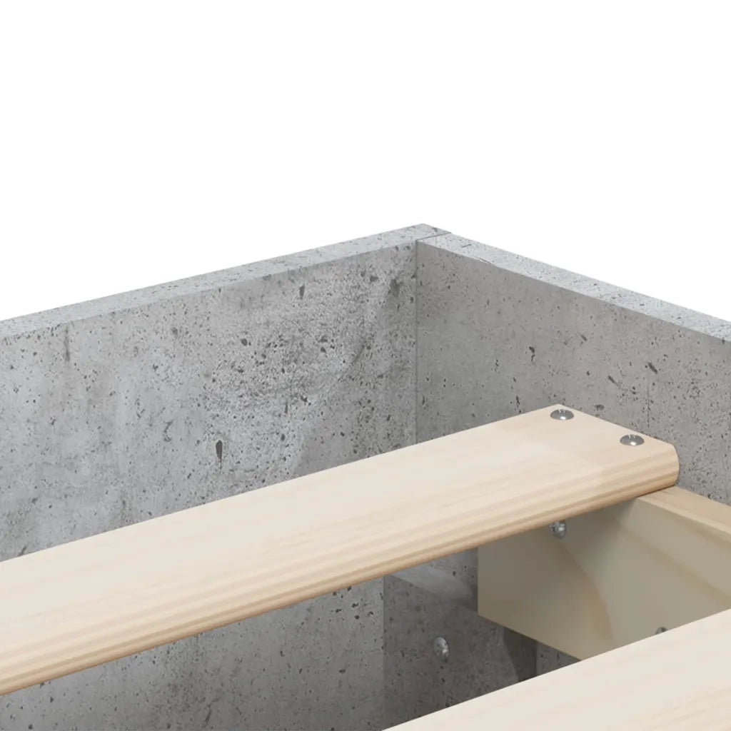 Letto matrimoniale | Letto per adulti | Giroletto Cassetti Grigio Cemento 140x200 cm Legno Multistrato