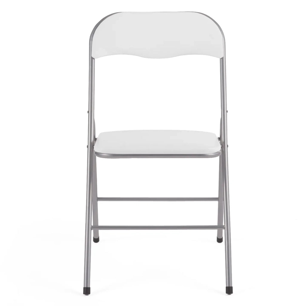 IDMarket - Set di 4 sedie pieghevoli in PU bianco KITY