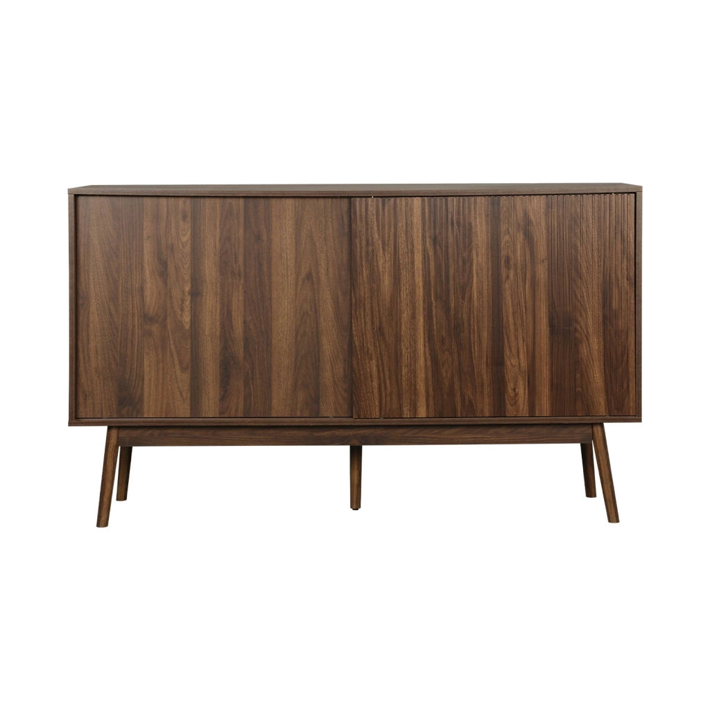 Credenza scandinava a 2 ante effetto legno, 150cm, marrone scuro