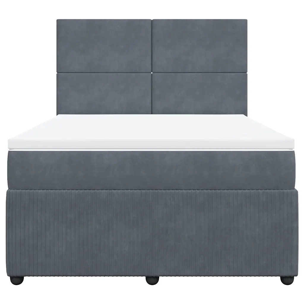 Giroletto a Molle con Materasso Grigio Scuro 140x190 cm Velluto