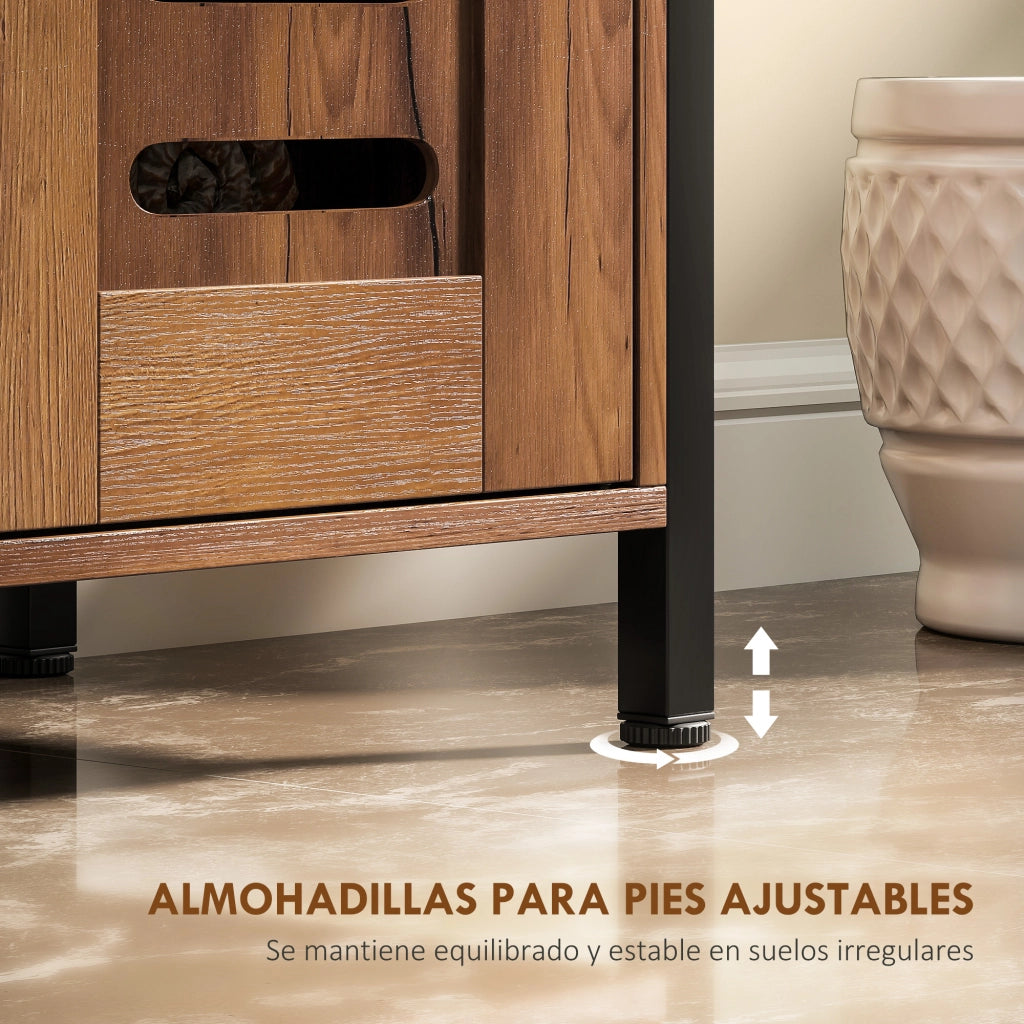 Mobile Sottolavabo con Ante a Lame e Chiusura Magnetica ¨C Zephmum ¨C 60x30x60 cm Marrone R¨²stico