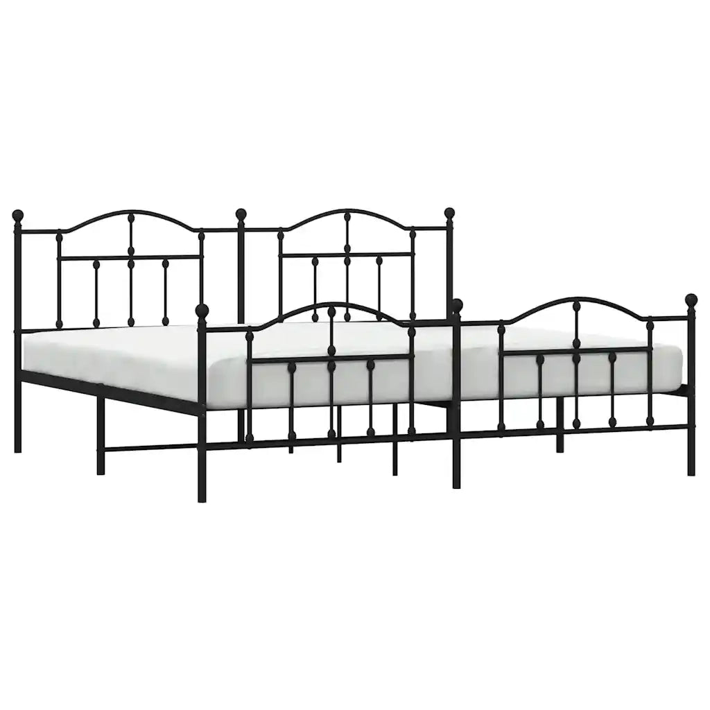 Giroletto con Testiera e Pediera Metallo Nero 200x200 cm 353464