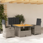 Set da Pranzo da Giardino 4 pz con Cuscini in Polyrattan Grigiocod mxl 114587