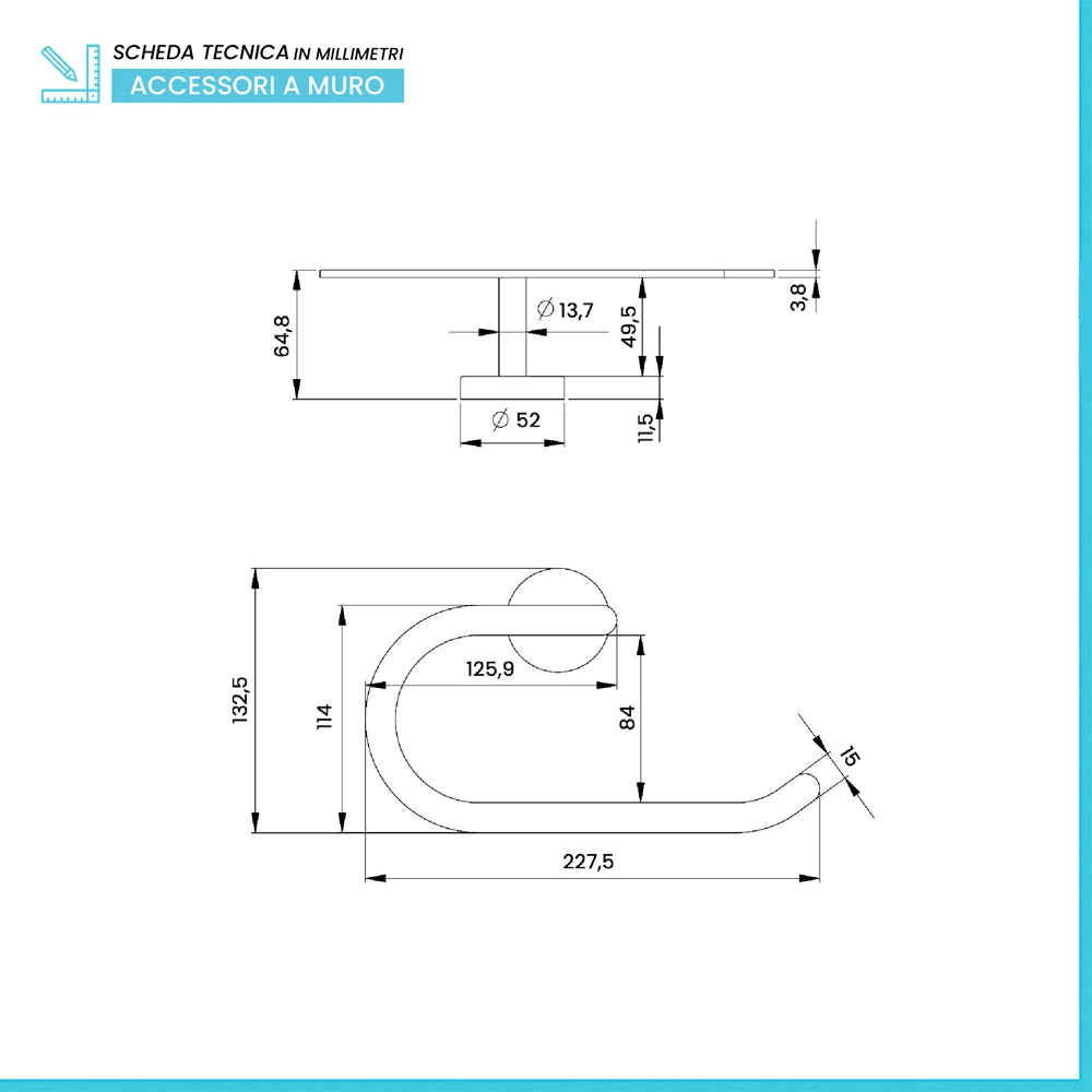 Anello porta asciugamani in acciaio nero opaco Chic Black