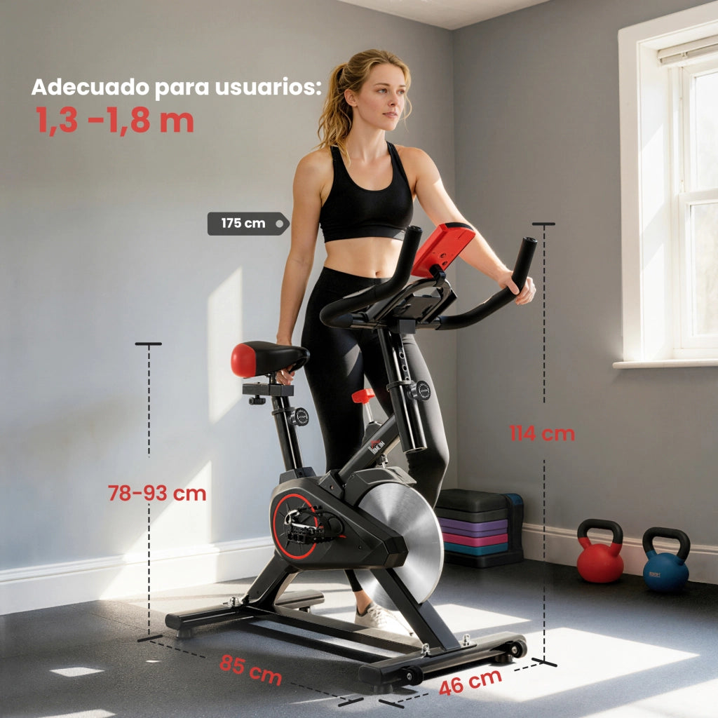 Cyclette da Interno con Display LCD Cardiofrequenzimetro Sella e Manubrio Regolabili Volano 6 kg ¨C Xylo ¨C Nero Rosso