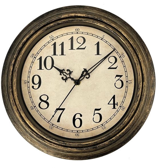 Orologio da Parete Classico 30cm Silenzioso con Numeri Arabi per Camera da Letto - Salotto - Funziona con Batterie