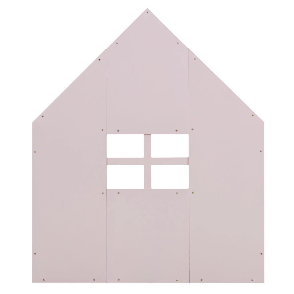 Letto per Bambini 90 x 200 cm; Letto Singolo a Forma di Casa; senza Materasso; in Pino e MDF; Rosa
