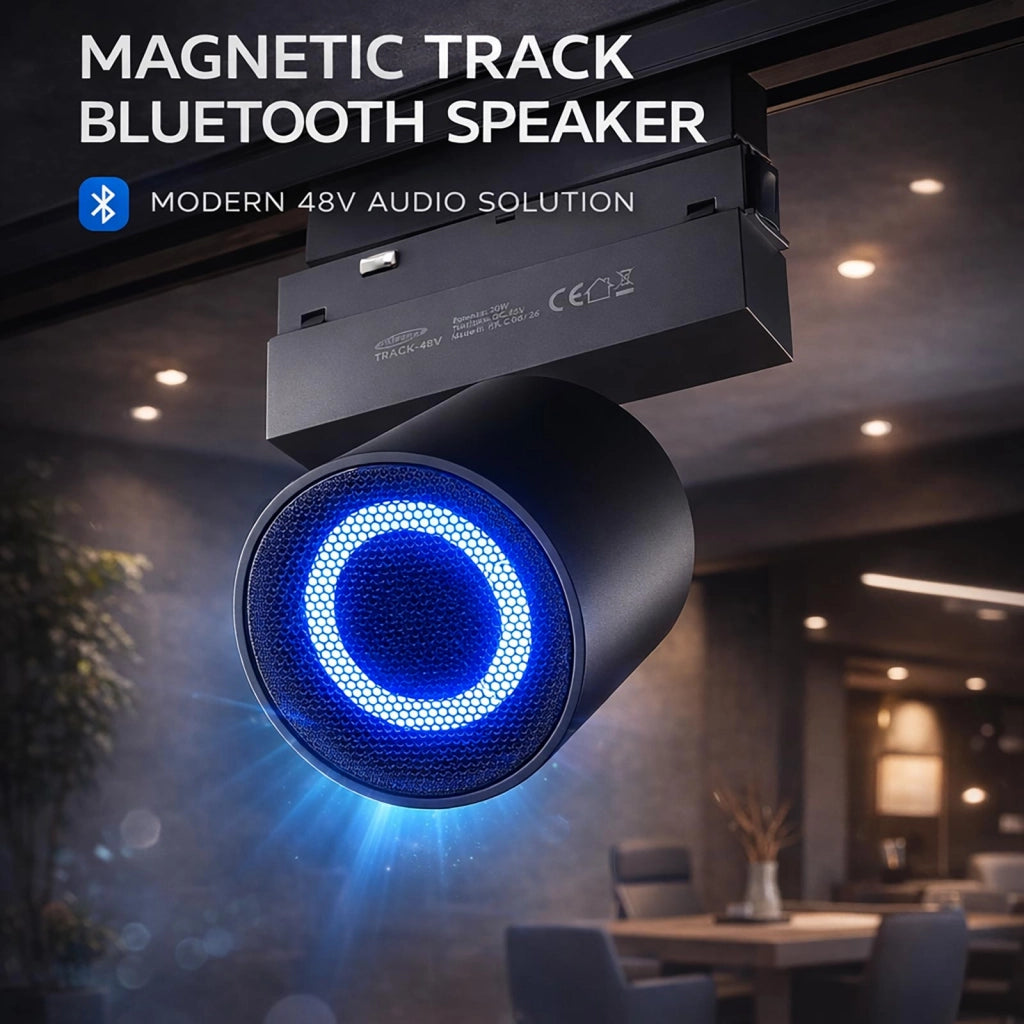 Cassa Speaker Bleutooth per Binario Track Magnetico 48V 20W Audio HI-FI Stereo Negozio Ristorante Showroom