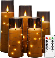 Set di candele LED a cristallo acrilico - candele a vela flikkeranti senza fiamma con funzione orologio - candela elettrica alimentata da batterie con telecomando - set da 5 pezzi