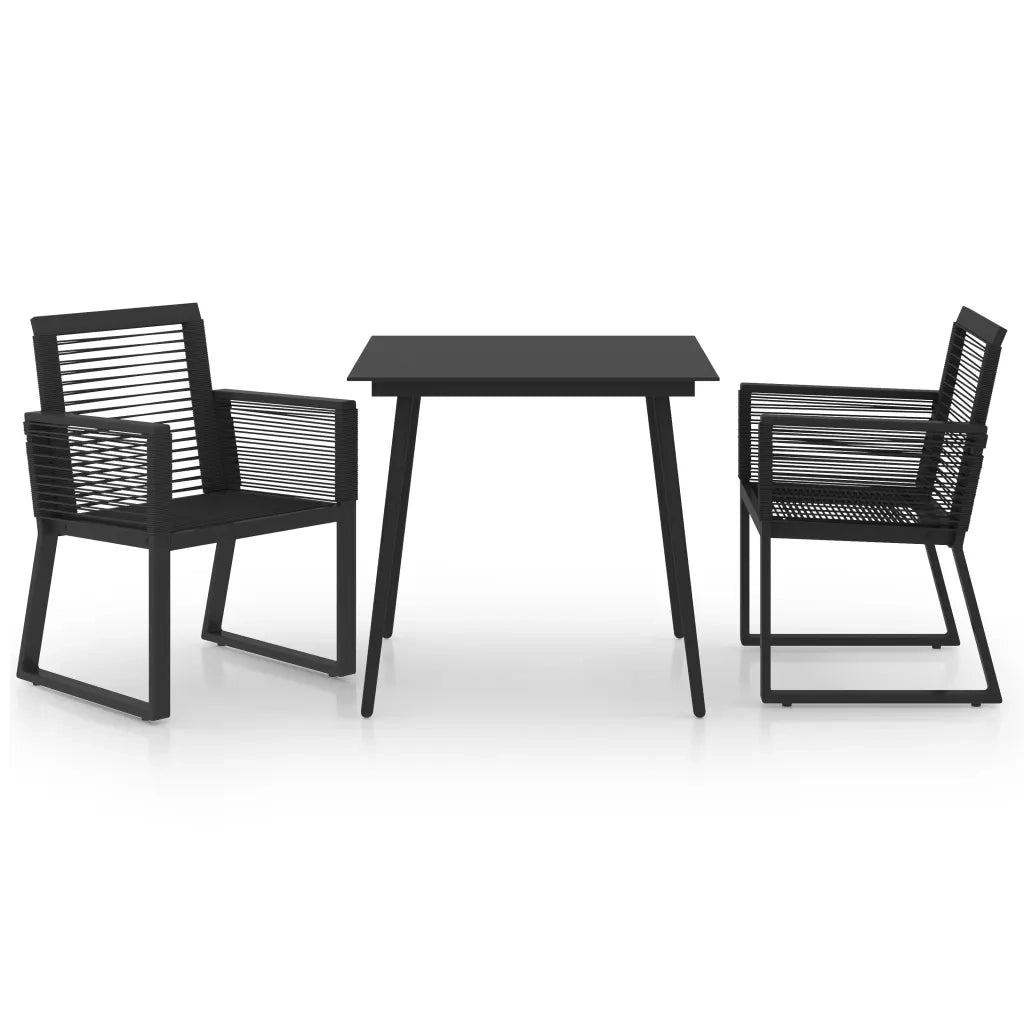Set da Pranzo da Giardino 3 pz in Rattan PVC Nero cod mxl 44512