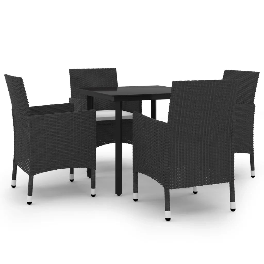 Set da Pranzo da Giardino 5 pz con Cuscini Polyrattan e Vetro 3099680
