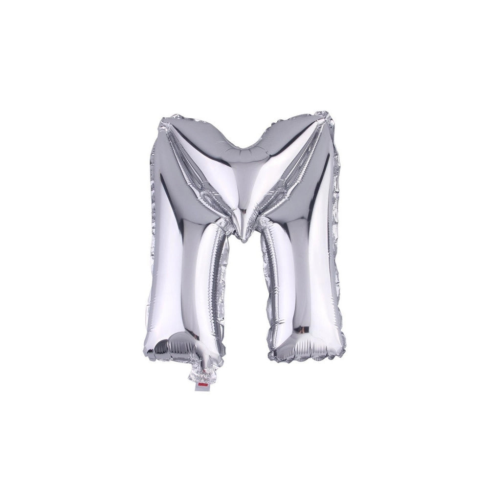 Trade Shop - Palloncino Gonfiabile Elio Lettera M Argento 35 Cm Compleanno Festa Party Casa -