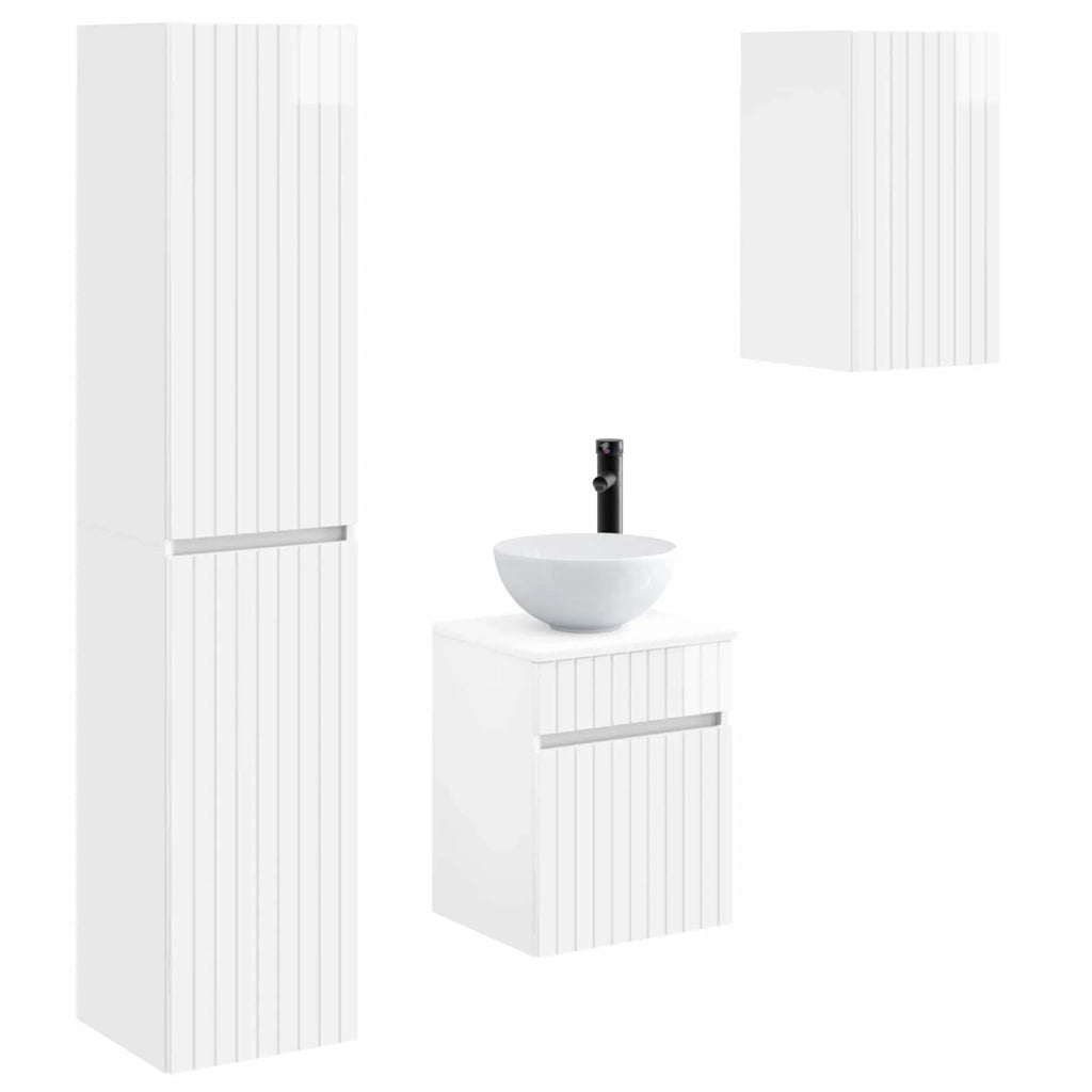 Set di mobili per il bagno 3 pz Bianco Lucido 3406087