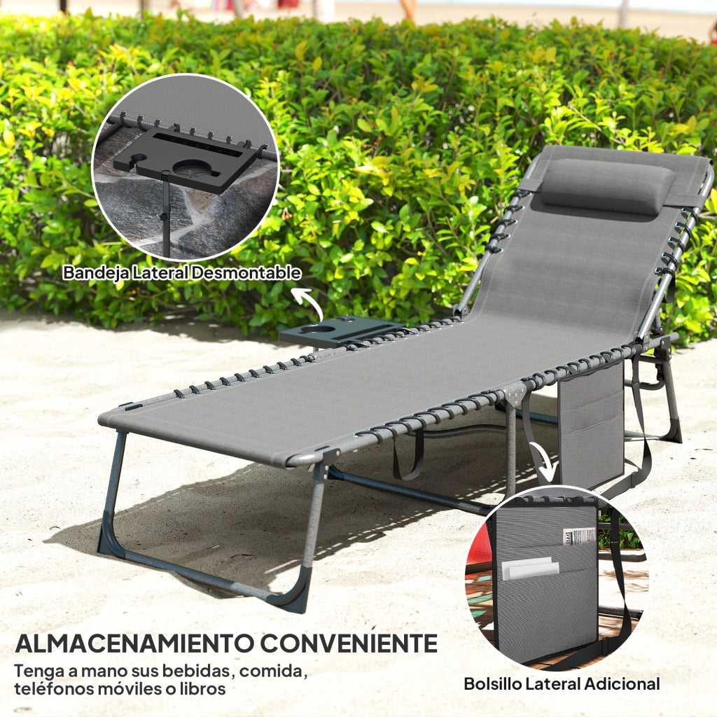 Divano letto reclinabile con braccioli e velluto grigio ¨C zephmum ¨C 190x60x31 cm