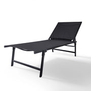 Lettino Prendisole Pieghevole Professionale in Acciaio e Textilene 182x63 cm – Schienale Regolabile 5 Posizioni, Struttura Robusta, Ideale per Giardino, Piscina e Relax Nero