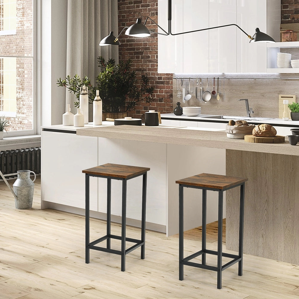 Set di 4 sgabelli da bar, Sgabelli alti senza schienale in stile moderno, Marrone-Sgabelli da bar