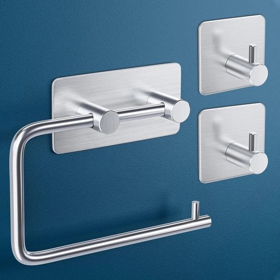 Toiletpapierholder autofixante - Nessun foro - Alta resistenza - 1 pezzo - Acciaio inossidabile