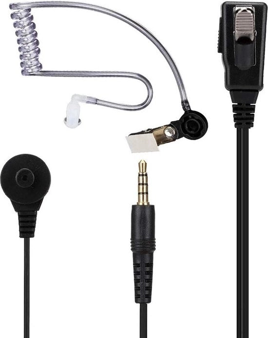 Walkie Talkie Orecchie con Tubo Transparente - 35 Mm Cuffie - Adatto per 1s Chiave PTT - Trasmissione Segnale Stabile