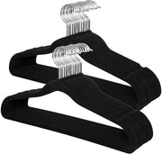 Hangers in flanella - Set da 30, 415 cm largo, spazia risparmio, alta resistenza, 360° giri ruote, argento e nero
