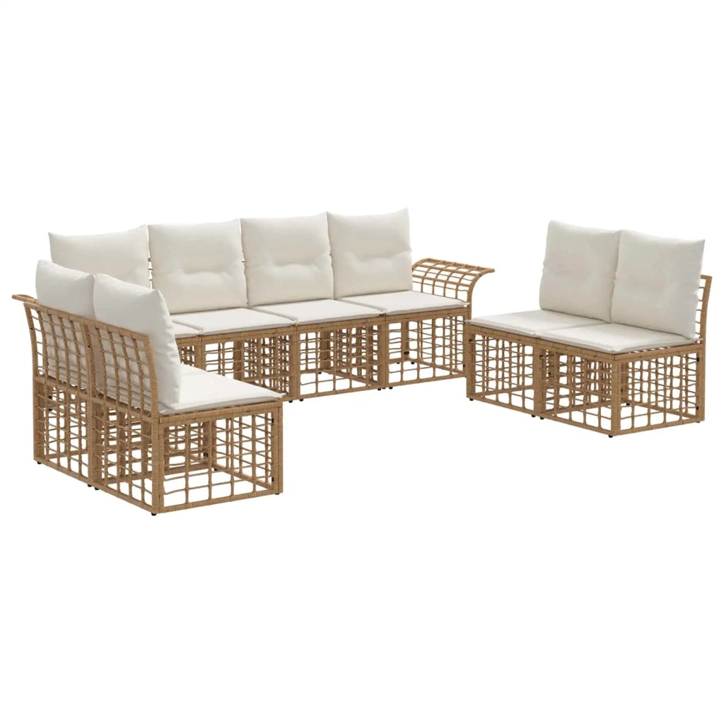 Set di divani da esterno 8 pcs Naturale e Bianco Crema