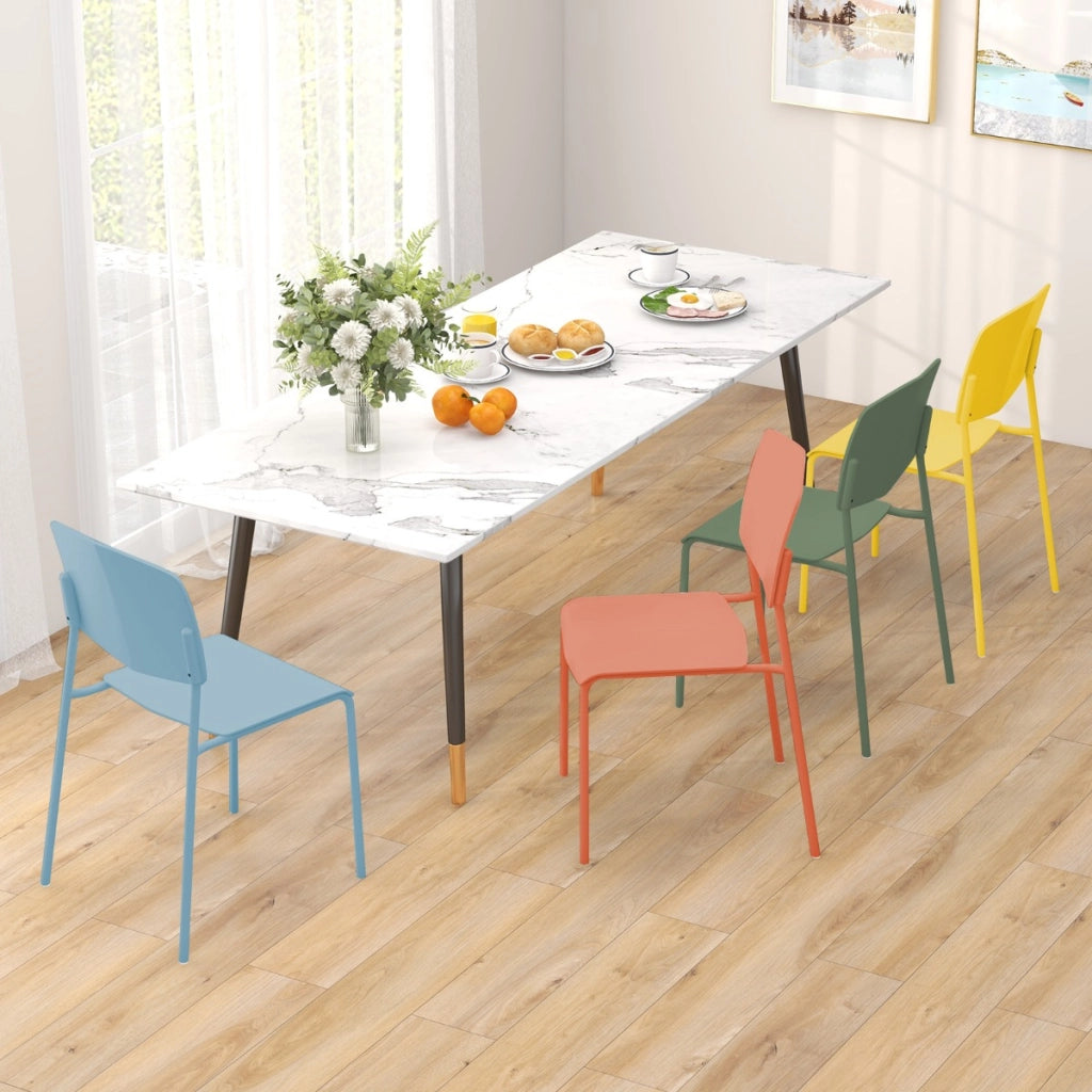 Set di 4 sedie da pranzo con schienale ergonomico e seduta ampia, Sedie laterali senza bracci portata 160kg Colorato-Sedie da pranzo