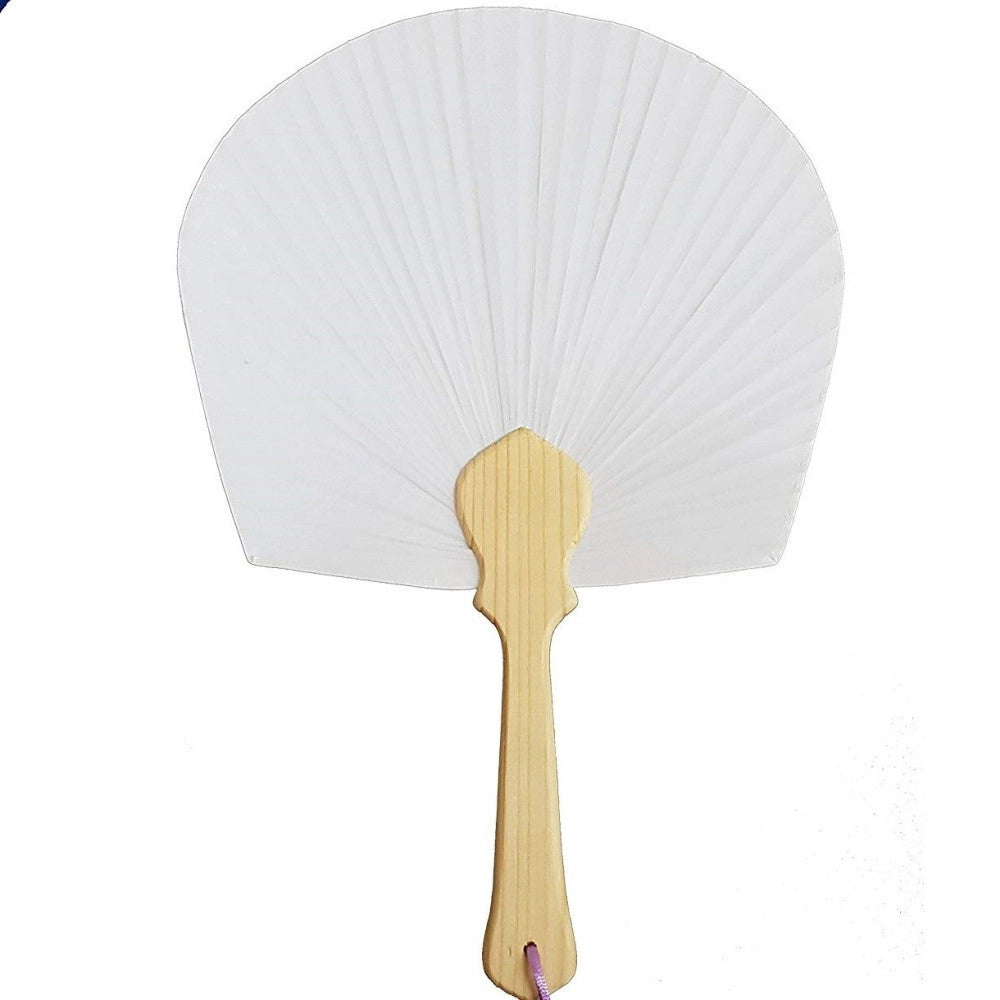 Trade Shop - Set 6 Pezzi Ventagli Ventaglio Tondo Bianco Segnaposto Ricevimento Matrimonio -