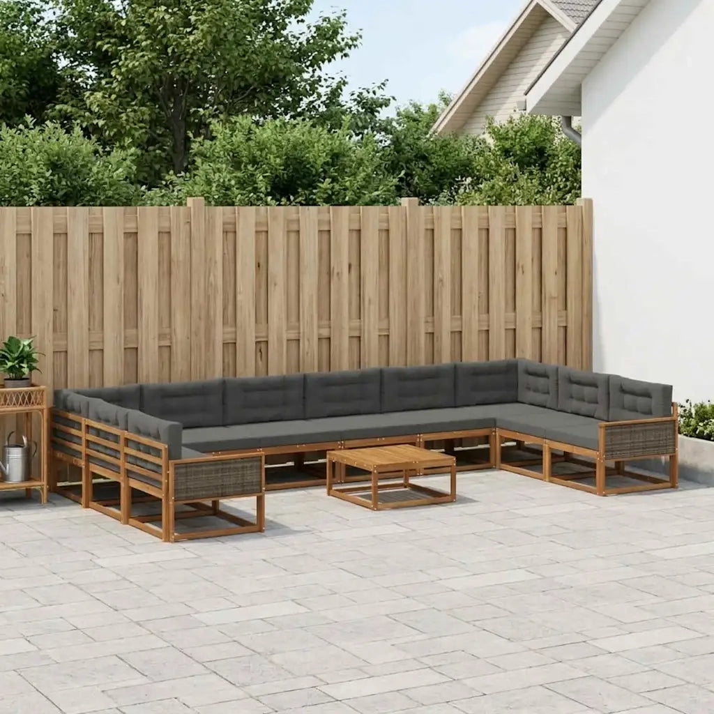 Set di divani da esterno 11 pcs Naturale e Antracite 3382940