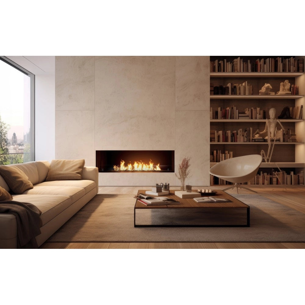 Caminetto a Bioetanolo Inside Black 1500 da Incasso - Nero Opaco, con Vetro, Bruciatore 5L, Design Moderno